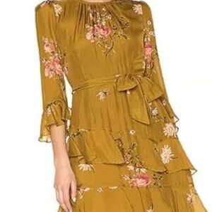 $398 JOIE Tiered Cocktail KAYANE Floral 100% SILK Dress 4 S